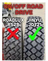 SEMI TIRES, SEE THE DIFFERENCE WITH JINYU OVER ROADLUX LONGMARCH