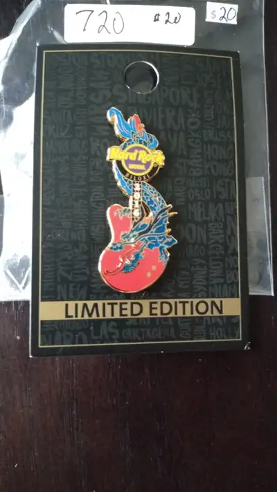 720 $20 HARD ROCK CAFE HOTEL BILOXI 2016 BLUE DRAGON GUITAR Limited Edition PIN $20 The condition of...