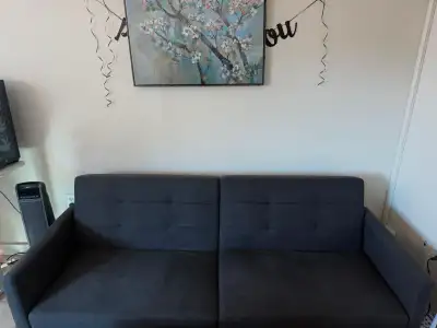 Grey Convertible Futon Sofabed (Couch) - SOLD, View more