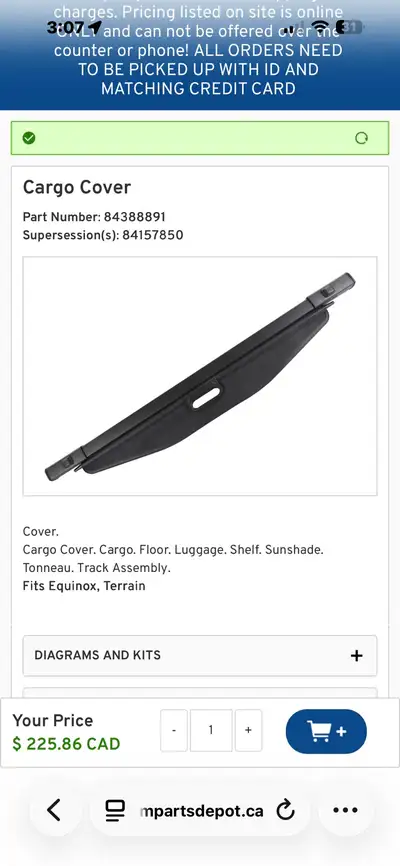 Retractable cargo cover for Chevrolet equinox . It was from a 2020 Chevrolet equinox but it fits man...