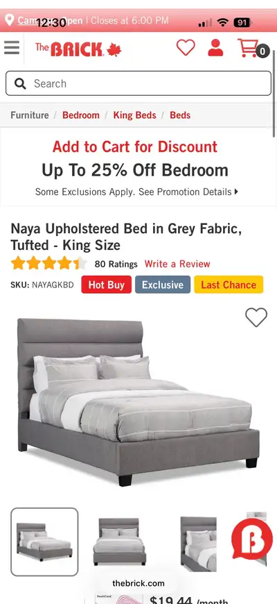 Upholstered King Bed Frame and box spring…like new!!!, View more