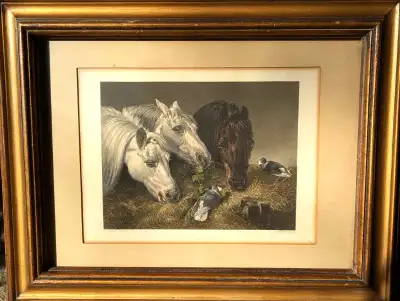 Antique Horse The Scanty Meal Fine Art Engraving by E. Hacker!, View more