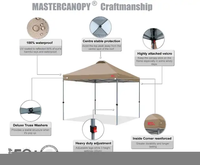 Mastercanopy Heavy-duty Instant Canopy, 10x10', Khaki - NEW in Other in Ottawa - Image 5