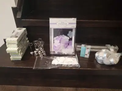 Wedding items. Some used and some brand new. - 11 table number holder - 6 tea infuser wedding gift -...