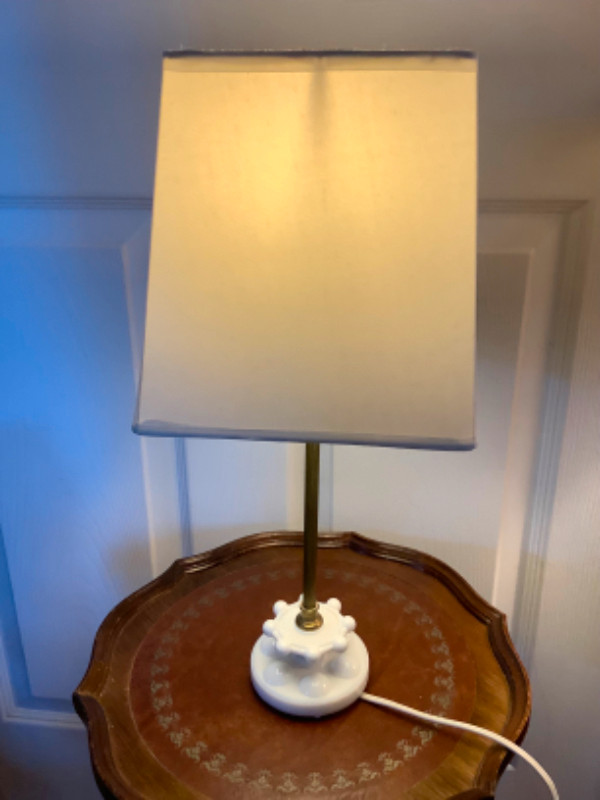 Adorable Vintage Brass and Milk Glass Table Lamp  in Indoor Lighting & Fans in Belleville