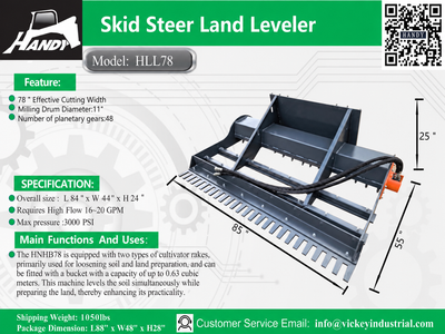 Handy 78" Power Rake Land Leveler Skid Steer Landplane, View more