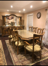 dining room and buffet , hutch with  granite  Made of solid wood