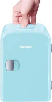 Chefman Mini Portable Blue Personal Fridge Cools Or Heats