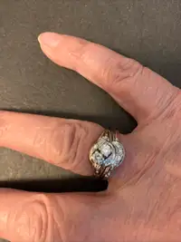 Diamond Matching Band Set Ring 18K Size 6.5 CERTIFIED 