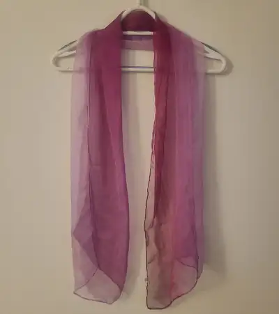 NEW - 147x48cm 100% Silk Purple Gradient Women's Scarf, View more