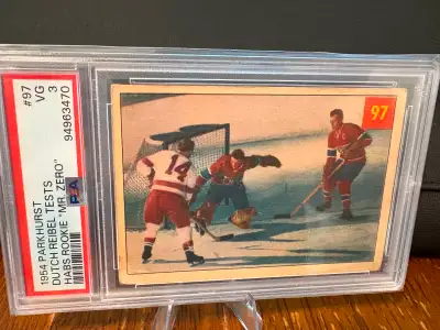 REDUCED $60 1954 Parkhurst Jacques Plante! PSA 3, View more