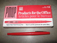 New box of 12 Red Nylon Fibre Point Porous Pens