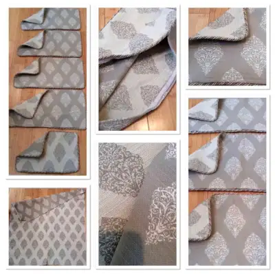 ⭐️5 Custom made REVERSIBLE cushion covers and matching Italian fabric Includes: ⭐️4 larger rectangul...