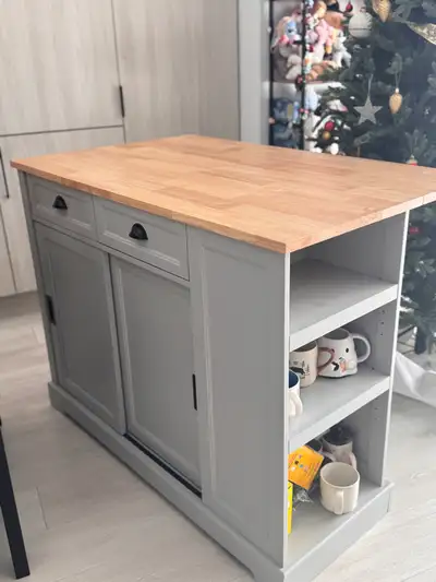  Kitchen Island with Butcher Block Top + 2 FREE Bar Stools, View more