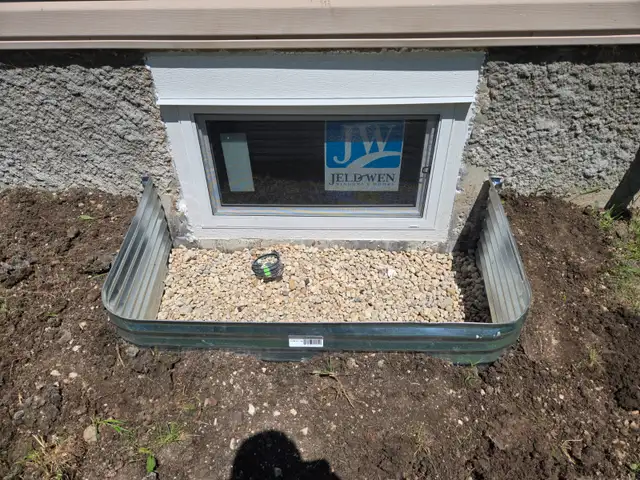 Egress window cutting and installation