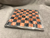 VINTAGE RETRO SOLID MARBLE CHESS CHECKER BOARD CLEAN EDGES