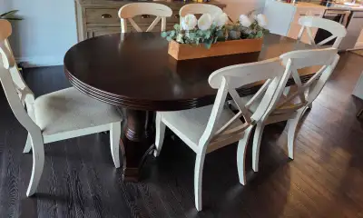 Solid wood Oval dining table pedestal (chairs not included, View more