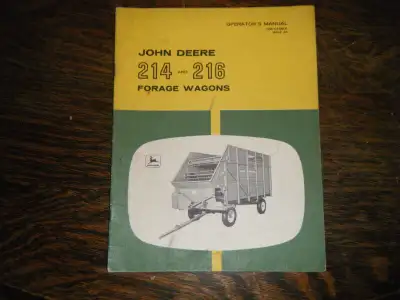 John Deere 214, 216 Forage Wagons Operators Manual shipping available at your cost any questions ple...