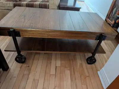 Wooden coffee table on wheels, View more