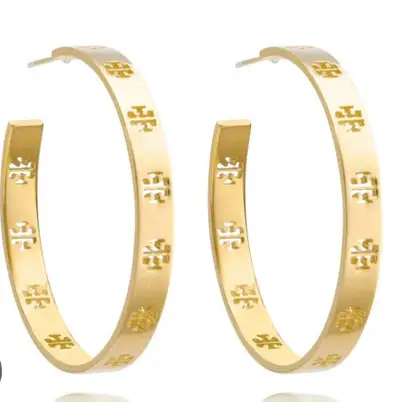 Tory Burch 1.5" T- Pierced LogoHoop Earrings, View more