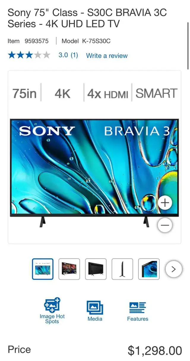 Sony Bravia 75" 4K LED TV in TVs in Mississauga / Peel Region - Image 2