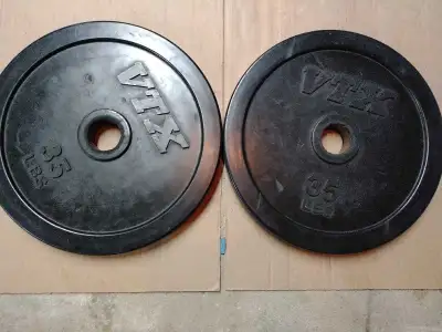 Pair of 35 lbs Olympic Bumper Weight Plates, View more