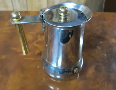 MOKA POT COFFEE STEEL N GOLD GUIDO BERGNA ITALY FOR 2 TO 3 CUPS, View more