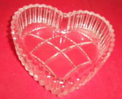 VINTAGE ETCHED CANDY DISH SHAPED LIKE A HEART, IN PERFECT SHAPE, View more