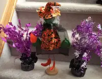 3 pcs Halloween Set 1 Witch & 2 Trees Bats & Spiders