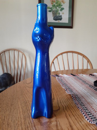 2003 Happy Cat Cobalt Blue Glass Wine Bottle
