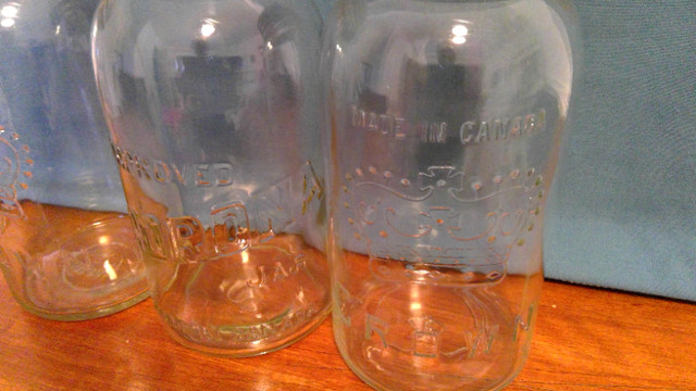 3 Vintage 70 Imperial fluid oz Glass Mason Jars Made in Canada in Arts & Collectibles in Markham / York Region - Image 3