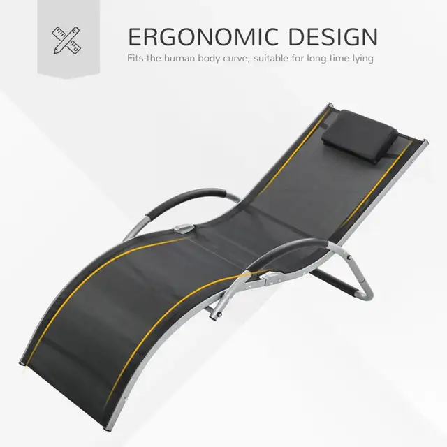 Sun Lounger Reclining Chair Portable Armchair with Pillow  in Patio & Garden Furniture in Markham / York Region - Image 7