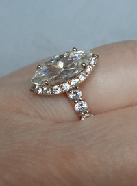 Marquise Halo Moissanite in gold