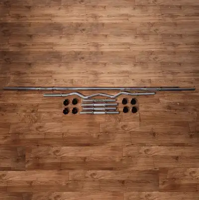 Bundle Barbell Bars and Clamps Workout Fitness Equipment, View more