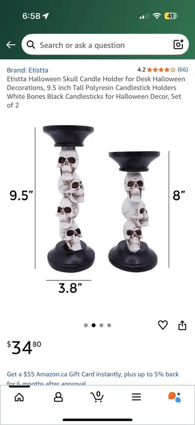 New in box! Skull Head Holder Ceramic Home Gothic Decor, View more