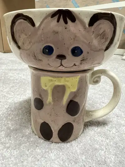Children’s ceramic bowl and cup for sale., View more