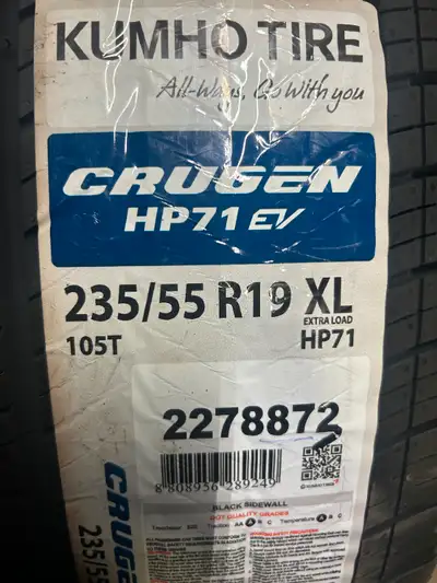 These NEW Kumho Crugen HP71 are TOP-LINE All Season tires. 4 NEW tires 235 55 19 HERE IS A DEAL! NEW...