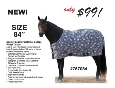 STARS 82" Winter Turnout blanket - only $99!- updated Mar 12/26, View more