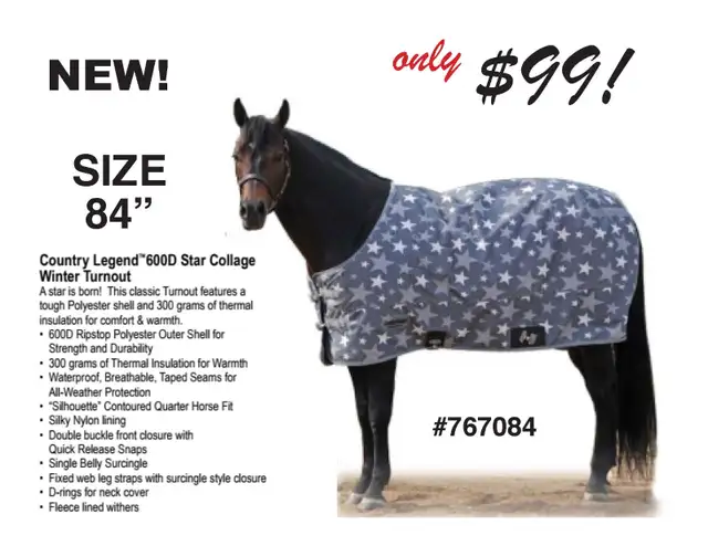 STARS 82" Winter Turnout blanket - only $99!- updated Mar 12/26 in Equestrian & Livestock Accessories in Dawson Creek - Image 2