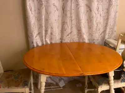 Oak kitchen table and 3 chairs., View more