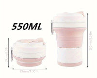 Folding plastic cup (Pink, 550ml)