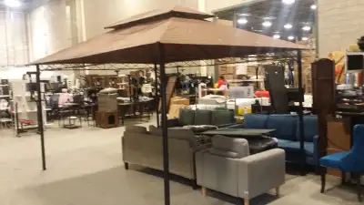 10 x 13 Soft top gazebo 255$+T Special promo for a limited time Rattan outdoor coffee table and chai...