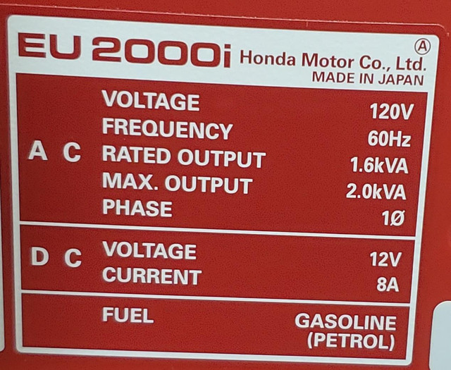 Honda EU2000i Portable Generator c/w transit case & wheels in Power Tools in Richmond - Image 2