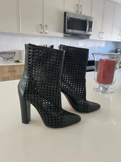 BALMAIN AUTHENTIC CAGED LEATHER BOOTS 7.5, View more