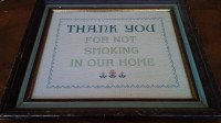 Embroidered/Framed Under Glass: Thank You For Not Smoking