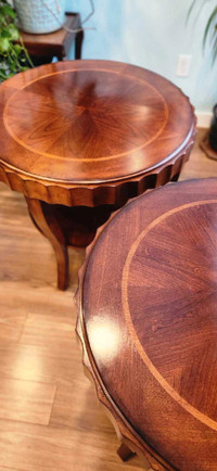 Two solid wood end tables 
