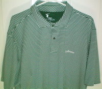 F&G Tech Green Striped Golf Polo Shirt XXL