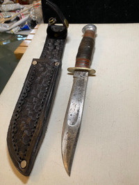 Antiques  Czechoslovakian Knife With Leather Scabbard