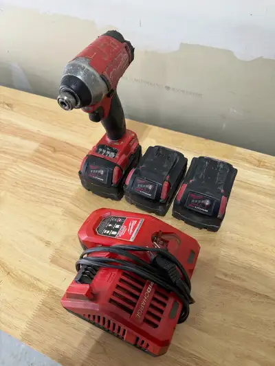 Milwaukee M18 Impact Driver + 3 Batteries + Rapid Charger, View more