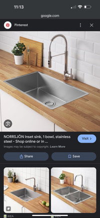 New IKEA NORRSJON Dual Mount Single basin Sink (28 7/8”X 17 1/4”